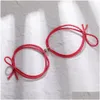 Bracelets de charme Couple Bracelet à distance magnétique réglable Corde chanceuse Élastique Bande de caoutchouc tressée Coeur Charmes Amoureux Bijoux Cadeaux Dhx3L