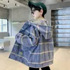 Coat Arrival Teen Boys Spring Autumn Hooded Wool Blends 2023 Fashion Plaid SingleBreasted Clothes Children's Outdoor Jacket 230926