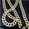 Łańcuchy 16 cali 18 cali 22 cali 24 cala 26 cali 28 cali 30 cali mrożone na wylany złoto złoto Sier Miami Cuban Link Chain Men Hiphop DH7BO