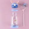 Tumblers 1pc blå600 ml barn vatten Sippy Cup Antler Creative Cartoon Baby Feeding Cups With Svar Läcksäker flaskor Utomhusbarn Cup 230925