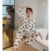 Vêtements de nuit pour femmes Wavmit Rayon Ensembles pour femmes Belle Pyjamas Set Soie à manches longues Pantalon Home Wear Paresseux Style Sous-vêtements Pijamas