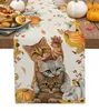 Tischläufer Thanksgiving Herbst Kürbis Ahorn Katze Tischläufer Herbst Esstisch Dekor Tischdecke Thanksgiving Feiertag Dekor Tischläufer 230925