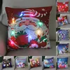 Kuddefodral LED Christmas Cushion Cover Merry Santa Claus Light Pillow Cover Christmas Lighting Pillow Case Home Decoration Year Decor 230925