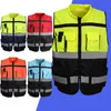 Overige Hoge zichtbaarheid Veiligheidsvest met ritssluiting aan de voorkant en reflecterende strips Motorvest Rijwerkvest Geel Zwart Rood Blauw Oranje 230925