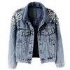 Damenjacken Pearl Denim Mantel Frauen Baumwolle Frühling Herbst Ropa Cardigan Jeans Punk Gothic Bomberjacke Windjacke Y2k Frauen Jacken Koreanisch 230925