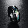 Nuncad 8mm Men's Abalone Shell & Polished Black Faceted Tungsten Carbide Rings Wedding Bands Size 7-12314V