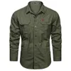 M-6XL 2023 Casual lastskjorta Män Bomull Långärmad skjortor Högkvalitativ Camisa Militar Over-tröja Blusar