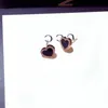 Boucles d'oreilles coeur en argent sterling 925 pour femmes, or rose 18 carats, cristal brillant, bijoux pour fête 273M