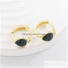 Hoop Huggie Studs Gold Earrings For Women Colorf Oil Drip Zircon 18K Plated Candy Style Heart Jewelry New Drop Delivery Dh82W