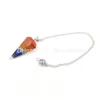 Hanger Kettingen Zeven Chakra Zeshoekige Kegel Snoep Kleur Stijl Gelaagde Wichelroede Pendum Edelsteen Charme Met Roestvrij Stalen Ketting Voor Y Dhqod