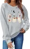 Felpa con fantasma di Halloween Donna Camicie divertenti con zucca Stagione spettrale Pullover grafico Hocus Pocus Top a maniche lunghe Felpa di Halloween