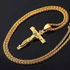 Religiöse Jesus Mode Goldkreuz mit Ketten Halskette Schmuckgeschenke für Männer Anhänger Anhänger