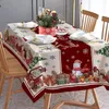 Table Cloth Christmas Snowman Rectangular Tablecloth Winter Santa Gift Tree For Holiday Party Dinner Ornaments