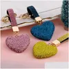 Keychains Lanyards Colorf Fl Crystal Rhinestone Heart Round Star Keyring Chain Bling Shining Keychain Bag Car Hanging Pendant Jewelry Dha3Z