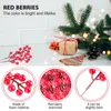 Decorative Flowers Red Berry Stems 24 Pack 7.9 Inch Artificial Christmas Berries Holly Picks Branch For Tree DIY Wreath Party