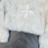 Veste de Simulation à col rabattu pour femme, manteau court en fausse fourrure noire, vêtements féminins, automne/hiver