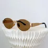 Óculos de sol de luxo oval feminino pequeno quadro de metal óculos para masculino estética marca designer verão senhoras óculos de sol uv400