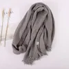 Scarves Fashion Designer Linen Cotton Scarf Women Solid Color Muslim Hijab Scarves Shawls Plain Big Pashmina Wrap Head Hair Scarf 230922