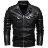 Skórzana męska sztuczna 2023 Zimowa czarna kurtka mężczyzn Futra Wolna ciepła motocykl Slim Street Fashion Black Biker Płaszcz plisowany Zipper 230925