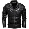 Herren Leder Faux 2023 Winter Schwarze Jacke Männer Pelz Gefüttert Warm Motorrad Slim Street Fashion Schwarz Biker Mantel Plissee Design Reißverschluss 230925