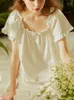 Women's Sleepwear Hanxiuju Summer Cotton Sweet Princess Short Sleeve Elegant Female White Nightgowns Girls Loose Nightwear