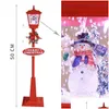 Julekorationer Electric Snow Music Street Lights Iron Decoration Metal Emitting Xmas Outdoor Ornaments 211109 Drop Delivery H OTFIV