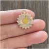 Charms 50 pezzi alla moda girasole placcato oro per gioielli fai da te braccialetto collana orecchini pendenti fatti a mano accessori all'ingrosso Drop Deliv Dhkcn