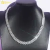 Testeur de diamants pour bijoux Hip Hop, en Stock, pierre glacée à deux rangées, collier à maillons cubains Vvs Moissanite de 12mm, en Stock