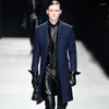 Casaco de lã masculino jaqueta 2023 outono/inverno europa américa e inglaterra comprimento médio fino moda trench