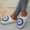 Slippers 2023 New Blue Eye House Slippers Women Winter Soft Plush Warm Fluffy Slippers Woman Indoor Anti-Slip Home Cotton Shoes Couple T230926