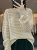Women's Sweaters 2023 Autumn Women Sweater Pullover O-Neck Hollow Merino Wool Twist Flower Cashmere Knitted Vintage Female Clothes Tops
