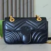 Marmont Women Projektanci mody torby luksurys 446744 prawdziwe skórzane torebki torebki damskie torby crossbody łańcuch kosmetyki na ramię na ramię