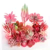 Decorative Flowers Christmas Halloween Year Home Balcony Bedroom Decor Fake Plants Desktop Mini Bonsai Red Pink Artificial Succulents