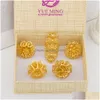 Fedi nuziali Fedi nuziali Set di gioielli italiani placcati in oro Anello da dito unico Donna Grande stile Fiore Set di gioielli eleganti Regolabili Dhyb4