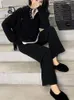 Mulheres duas peças calças calças conjuntos camisola manga longa top pullovers malhas perna larga conjunto para mulheres moda coreana casual terno 230925