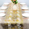 Chemin de table Sparkle Metallic Gold Table Runner GoldSilver Glitter Glitter Feuille métallique Mesh Roll Party Mariage Anniversaire Décoration de table 230925