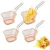 Cestas de armazenamento 4 pcs mini cesta de filtro de alimentos para chips / anéis de cebola quadrados de aço inoxidável fritadeira fritar acessórios