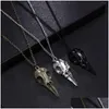 Pendant Necklaces Fashion Novelty Stereo Crow Head Skl Pendants Chains Halloween Present Drop Delivery Jewelry Dhio7