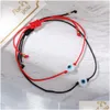 Charm Bracelets Handmade Evil Blue Eye Set With Card Red Black String Bracelet Protection Luck Amet For Women Men Family Friends Drop Dh164