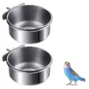 Other Bird Supplies Parrot Stainless Steel Food Cup Container Cage Can Basin Water Bowl Trough For Birds