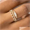 Band Rings Tiny Small Ring Set For Women Gold Color Cubic Zirconia Midi Finger Wedding Anniversary Jewelry Accessories Gifts Kar229 Otjyf