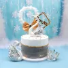 Party Supplies Romantic Crown Swan Happy Birthday Cake Topper Ornate Sets Dessert Baking Decor Wedding Ornament Decoration