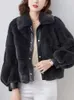 Jaqueta de pele feminina casaco falso 2023 inverno sólido gola virada para baixo único breasted outerwear coreano solto grosso casacos quentes