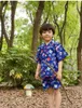 Etnisk kläder sommar bomullspojke kortärmad jinping kimono yukata kostym japansk baby pyjamas svett ångande hemkläder