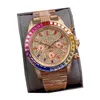 Orologi con cinturino in acciaio con diamanti pieni di zirconi Orologio meccanico automatico da uomo 43mm Montre de Luxe Orologi da polso da donna Rainbow Diamond284y