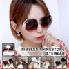 Güneş gözlükleri lüks vintage rimless rimestone moda lens açık güneş seyahat kadın plaj aksesuarları gölgeler gözlükleri gradie e1t2