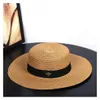 Ampla borda chapéus sol pequena abelha palha chapéu europeu e americano retro ouro trançado feminino solto protetor solar sunshade plana viseiras ha278x