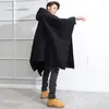 Men's Wool Jacket M-4XL Cloak Autumn And Winter Woolen Sleeveless Shawl Boys Black Hooded Single-breasted Coat England