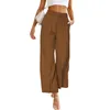 Women's Pants Solid Wide Leg Formal Oversize High Waist Button Long Trousers With Pockets Casual Loose Plus Size Fashion Design