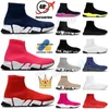 2023 Sockskor Speed ​​2.0 1,0 män Kvinnor Graffiti Vit svart röd Beige Pink Clear Sole Lace-Up Socks Speed ​​Runner Trainers Flat Platform Sneakers Casual 17FW Paris Boots